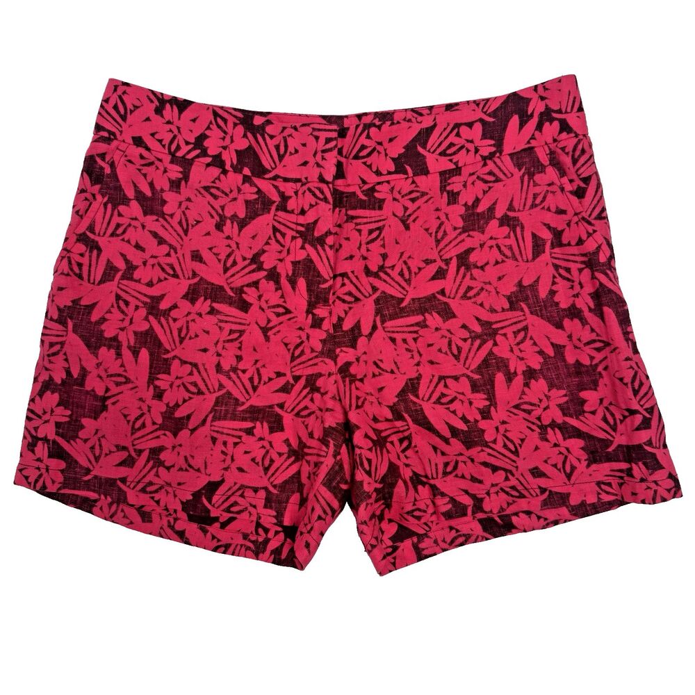 Tommy Bahama 100% Linen Women's Size 6 Pink Fuchsia Floral Hawaiian Shorts